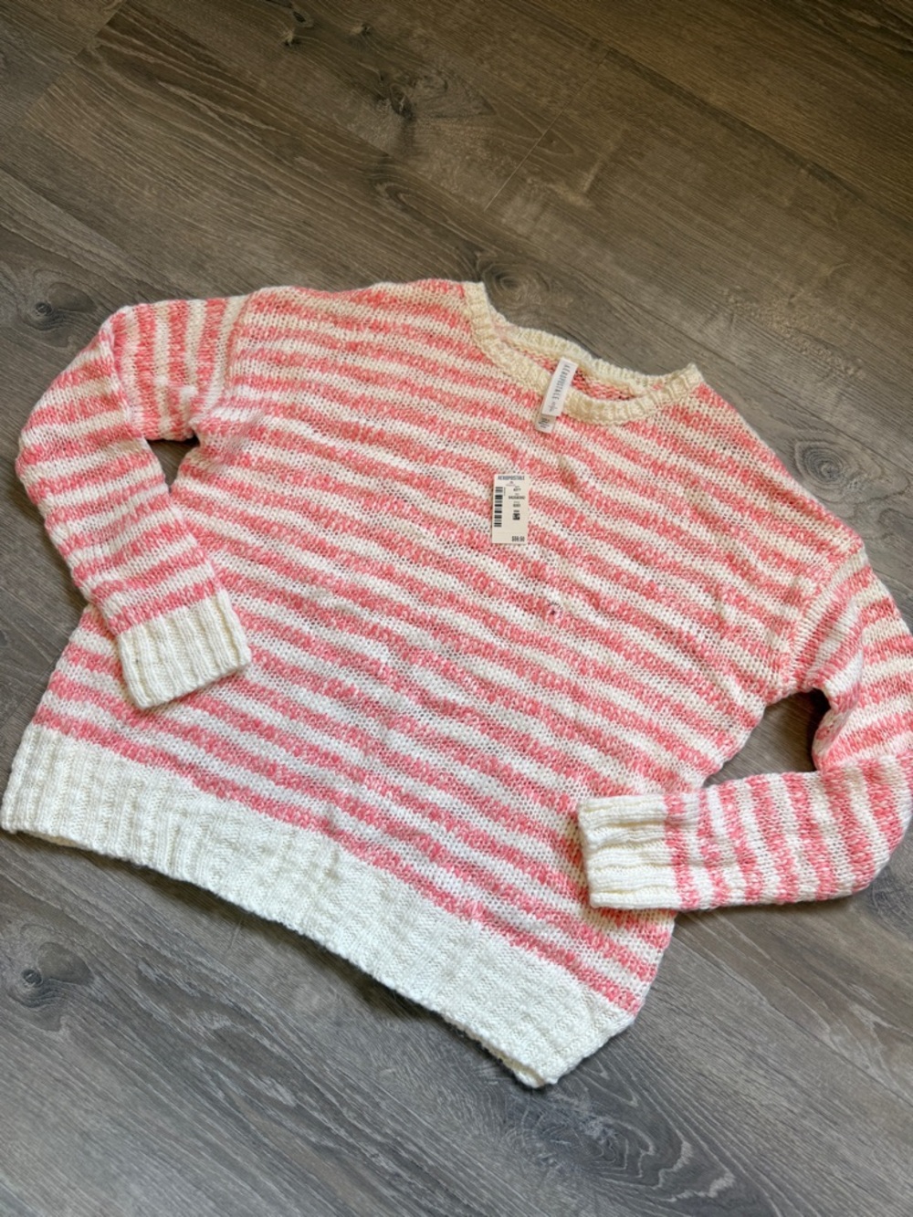 Aéropostale Cozy Striped Crewneck Sweater – Pink & White – Size S – NWT - Picture 2 of 9